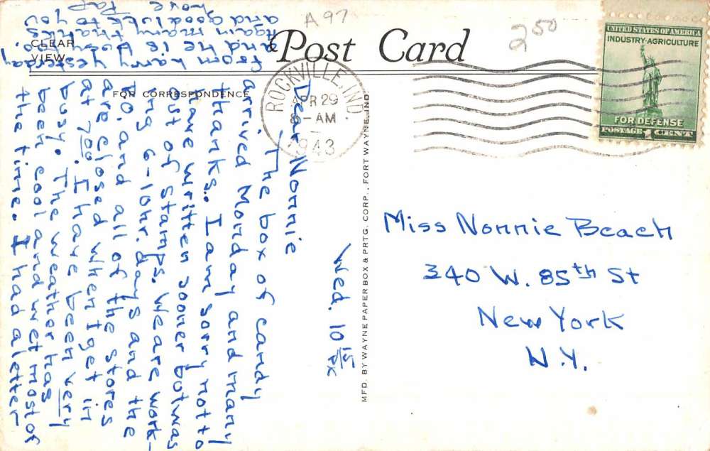 Rockville Indiana Parke Court House Street View Antique Postcard K83095 - Image 2