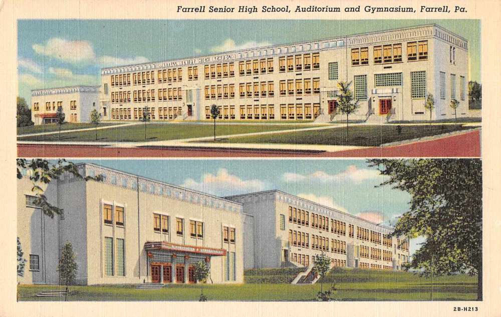 Farrell Pennsylvania Senior High School Auditorium Gym Antique Postcard