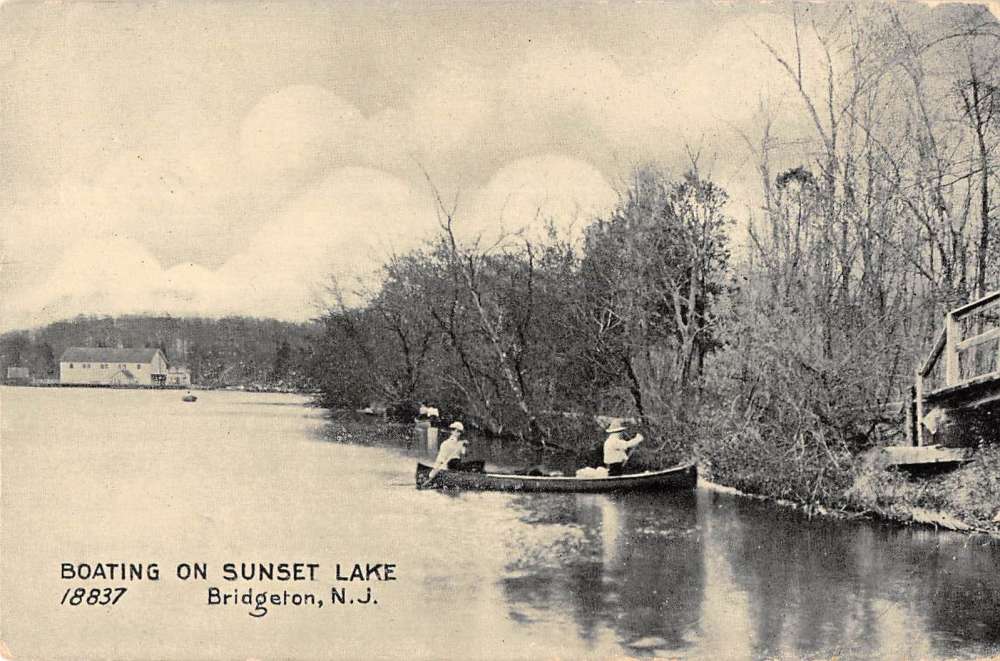 Bridgeton New Jersey Sunset Lake Boating Waterfront Antique Postcard