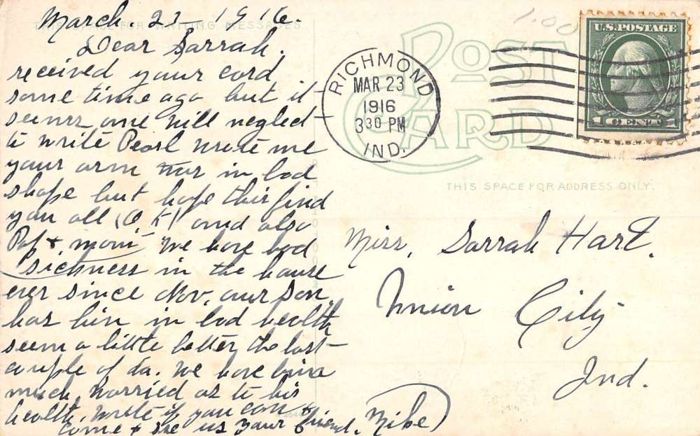 Richmond Indiana Glen Miller Row Boat Scene Antique Postcard K83326 - Image 2