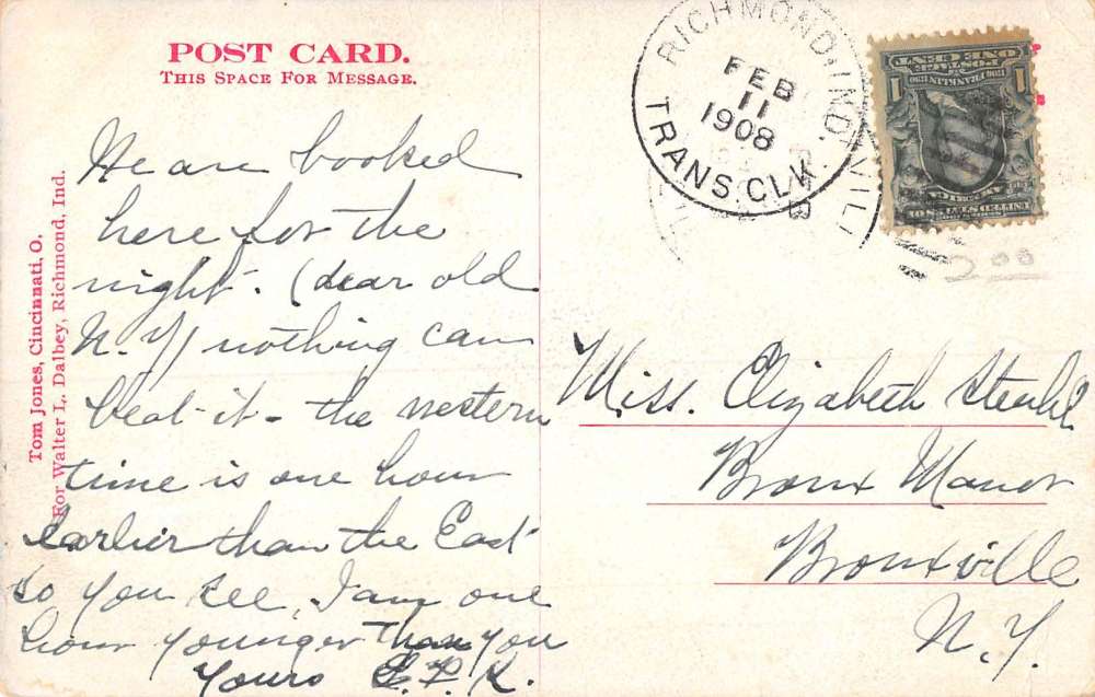 Richmond Indiana Post Office Masonic Temple Antique Postcard K83330 - Image 2