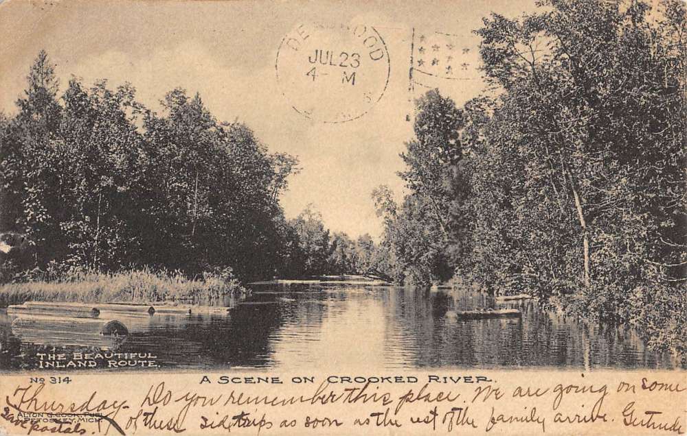 Crooked River Michigan Waterfront Scenic View Antique Postcard K83356