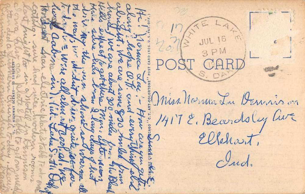 Denison Iowa Scenic Roadway Greeting Antique Postcard K83634 - Image 2