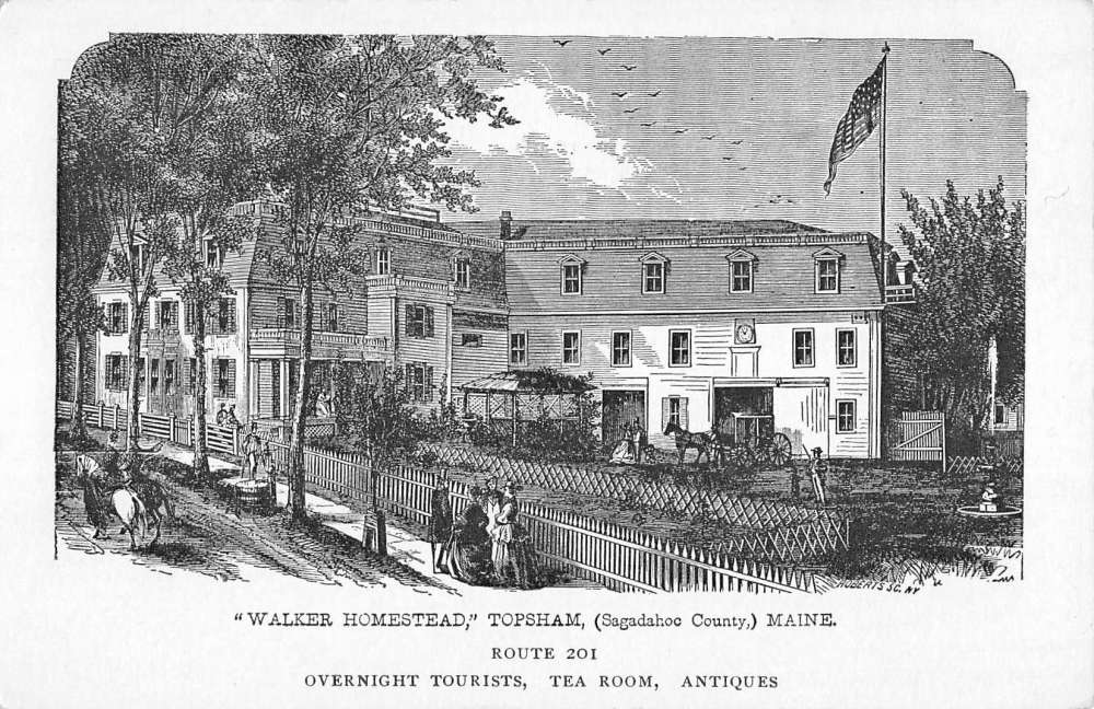 Topsham Maine Walker Homestead Street View Antique Postcard K83785