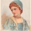 Newark New Jersey Stoutenburgh Girl Bonnet Brundage Antique Trade Card K83917