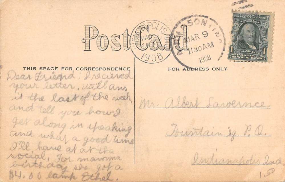 Anderson Indiana First ME Church Street View Antique Postcard K84083 - Image 2