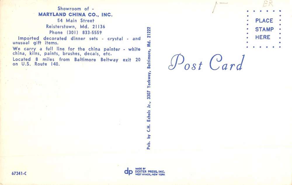 Reisterstown Maryland China Co Interior Vintage Postcard K84235 - Image 2