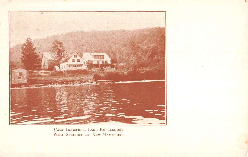 West Springfield New Hampshire Camp Innisfree Lake Kolelemook Postcard