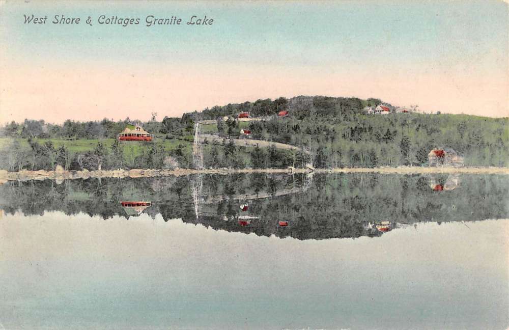 Granite Lake New Hampshire West Shore Cottages Waterfront Postcard