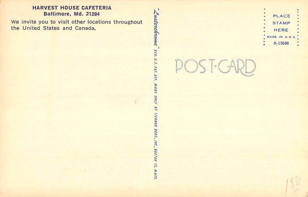 Baltimore Maryland Harvest House Cafeteria Interior Vintage Postcard K84357 - Image 2