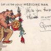Greetings Native Americana Indian Bear Skin Spear Medicine Man Postcard J73849