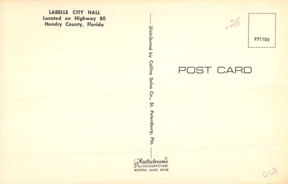 Hendry County Florida Labelle City Hall Street View Vintage Postcard K84622 - Image 2