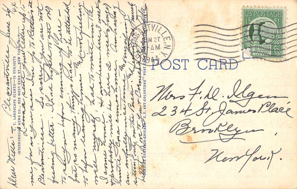 Pleasantville New York Waterfront Roadway Greeting Antique Postcard K84728 - Image 2