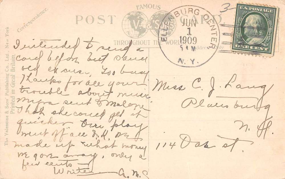 Plattsburgh New York Post Office Witherill House Antique Postcard K84849 - Image 2