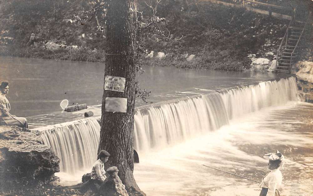 Siloam Springs Arkansas Water Fall Scene Real Photo Antique Postcard K85385 Mary L. Martin Ltd