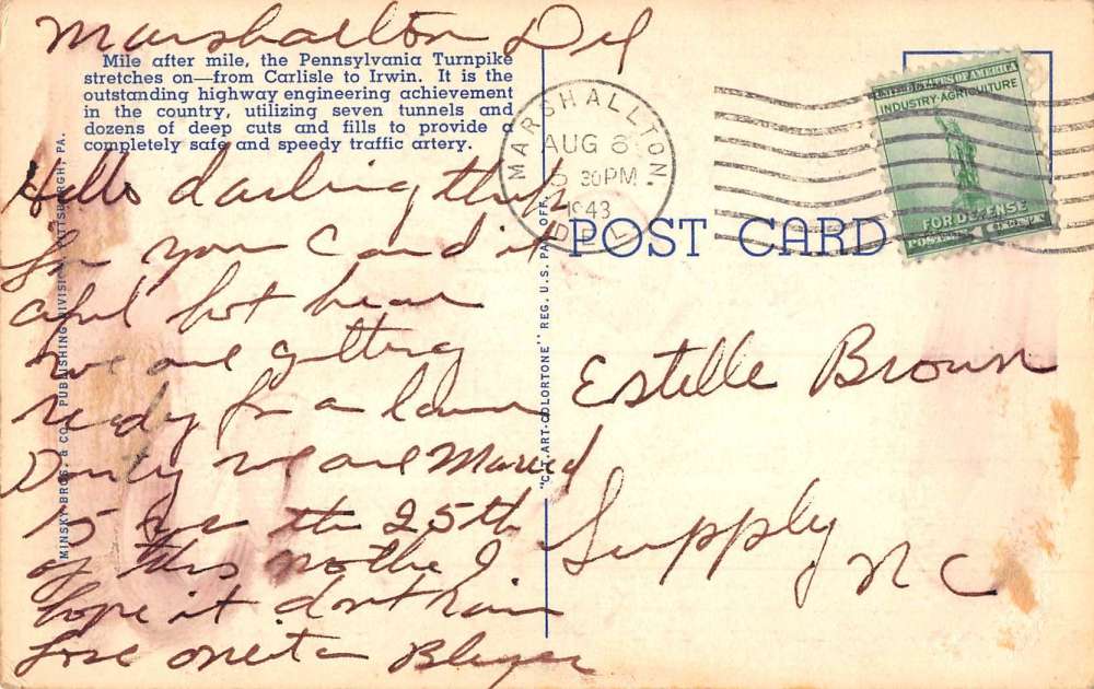 Brookville Pennsylvania Turnpike Moonlight Scene Antique Postcard K85701 - Image 2