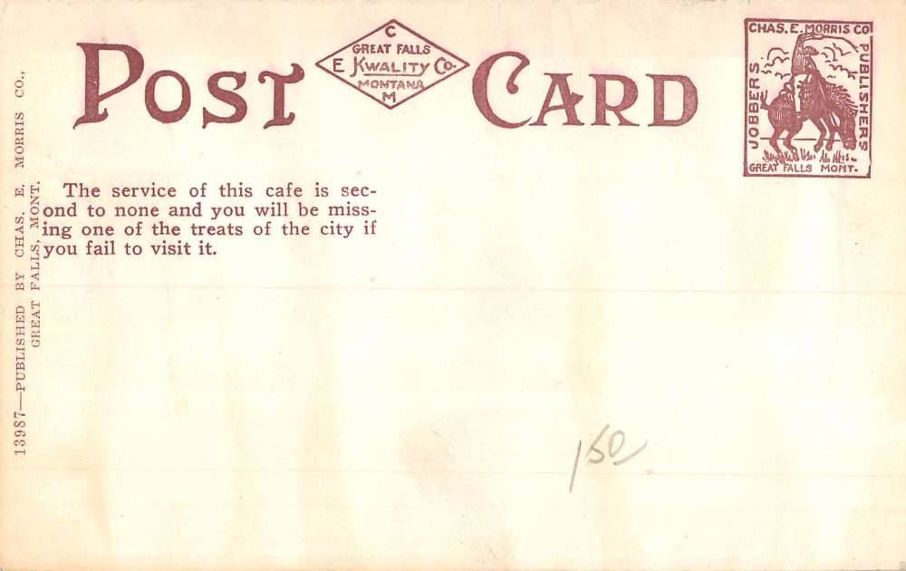 Great Falls Montana Hotel Rainbow Dining Room Antique Postcard K86197 - Image 2