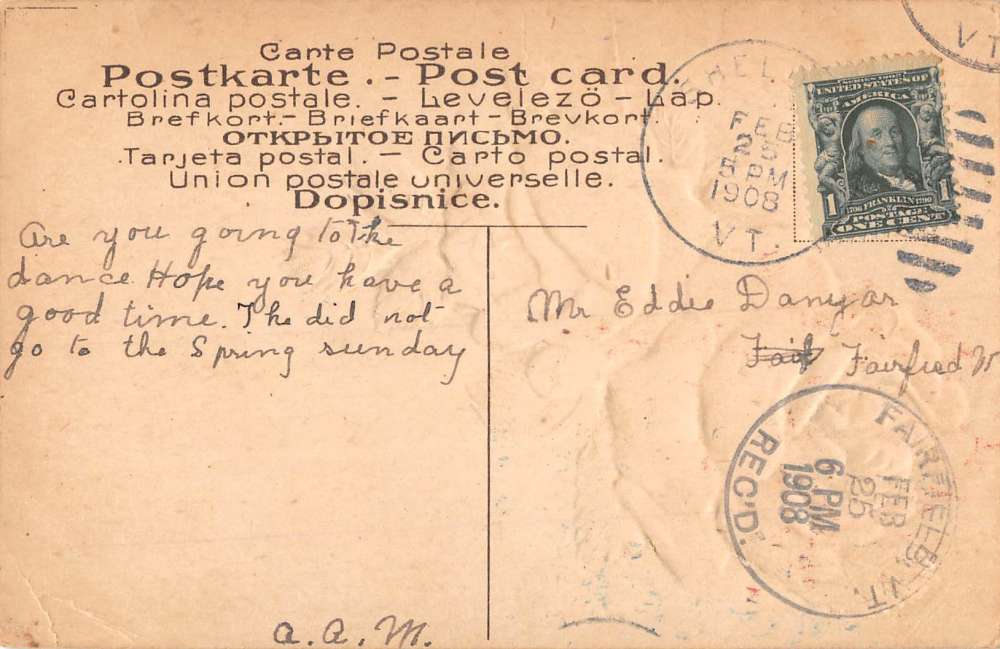 Sheldon Vermont Rose Greeting Antique Postcard K86367 - Image 2