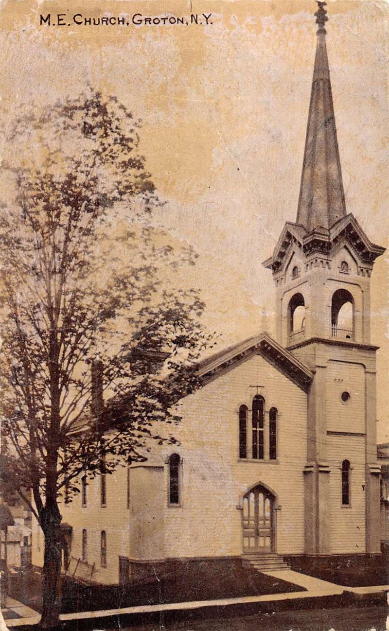 Groton New York ME Church Street View Antique Postcard K86447 Mary L