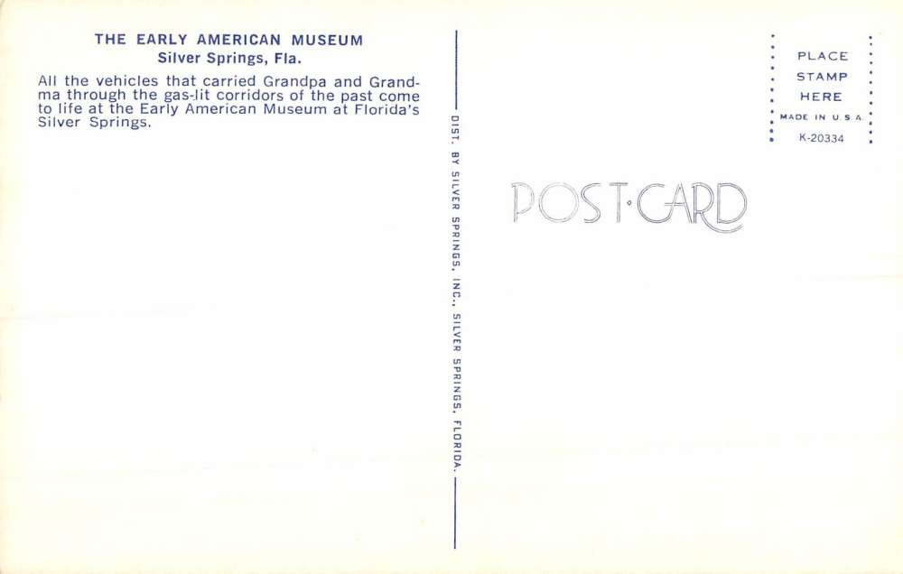 Silver Springs Florida Early American Museum Vintage Postcard K86606 - Image 2