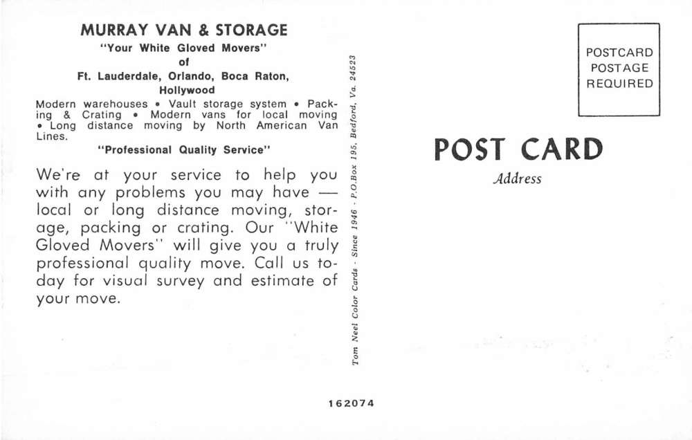 Hollywood Florida Murray Van Storage Street View Vintage Postcard K86653 - Image 2