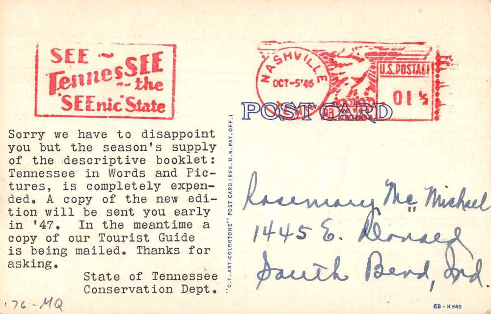 Tennessee Multiview Boating Scenic Tourism Ad Linen Antique Postcard J74732 - Image 2