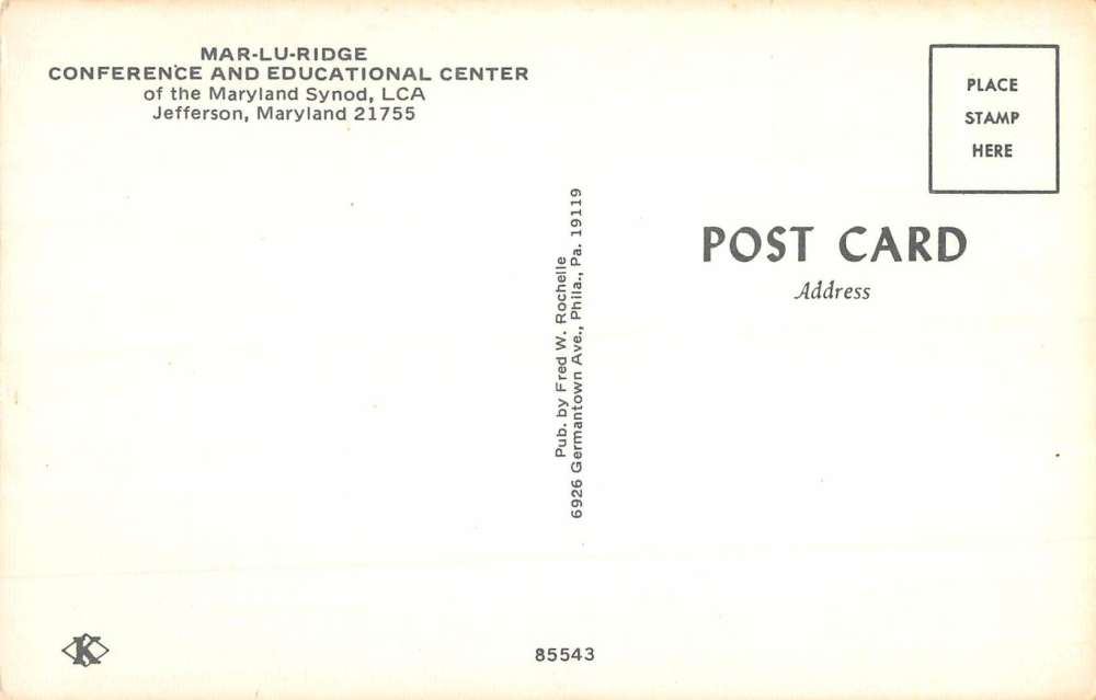 Jefferson Maryland Mar Lu Ridge Conference Center Antique Postcard K86956 - Image 2