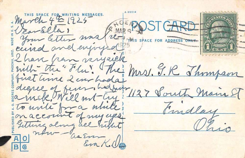 Phoenix Arizona Central Avenue Street Scene Antique Postcard K87057 - Image 2