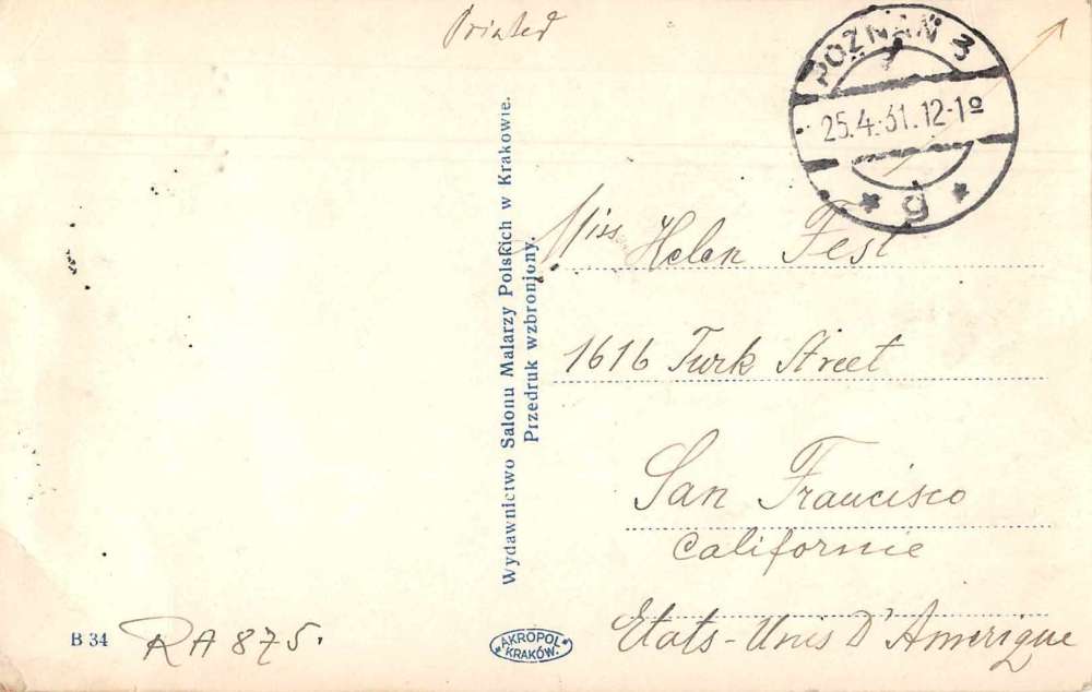 Poznan Poland Bibliotheque Raczynski Library Real Photo Antique Postcard J74879 - Image 2