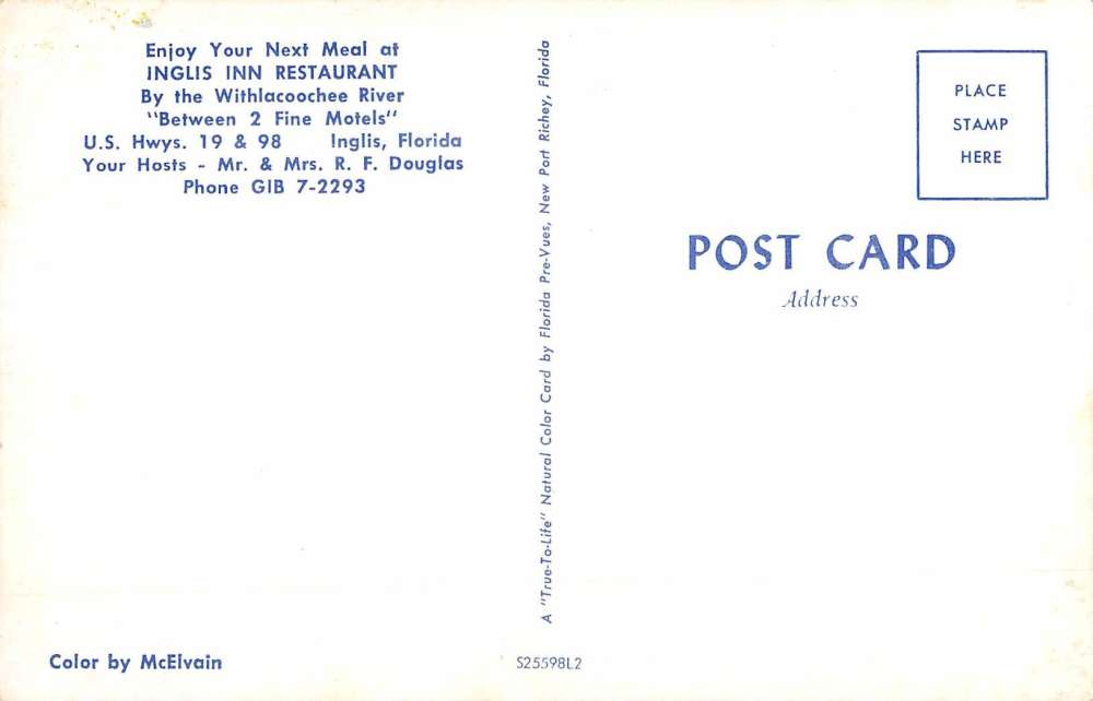 Inglis Florida Inn Restaurant Multiview Vintage Postcard K87220 - Image 2