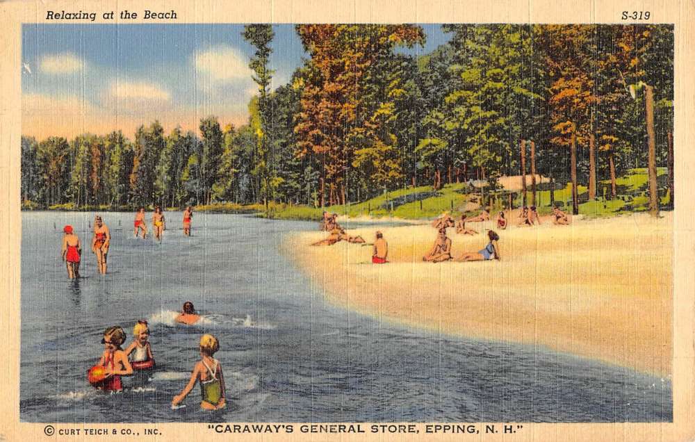 Epping New Hampshire Caraways General Store Beach Scene Antique ...