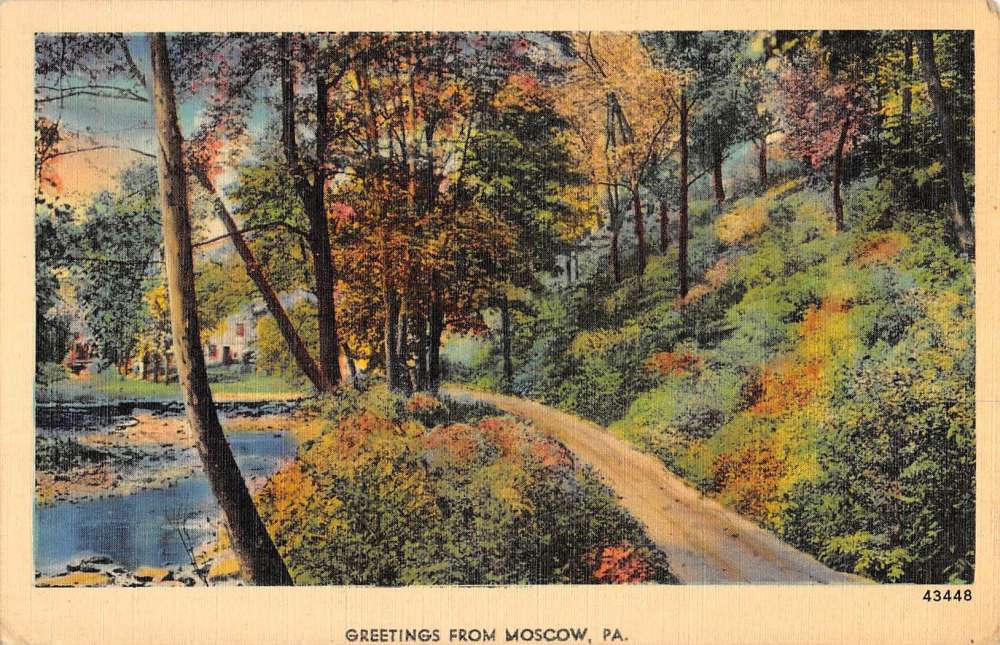 Moscow Pennsylvania Scenic Roadway Greeting Antique Postcard K87421