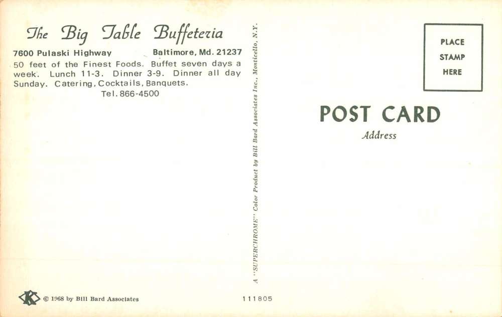 Baltimore Maryland Big Table Buffeteria Multiview Antique Postcard K87506 - Image 2