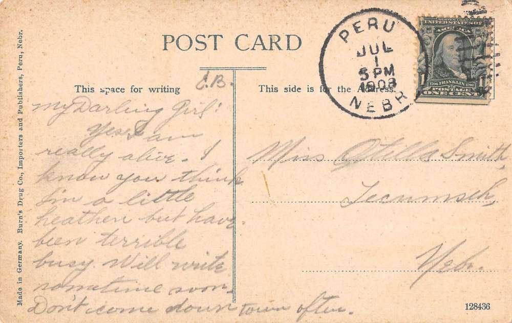 Peru Nebraska Missouri River Waterfront Antique Postcard K87546 - Image 2
