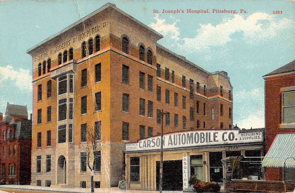 Pittsburg Pennsylvania St Josephs Hospital Street View Antique Postcard