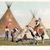 Cowboys at Camp Native American Teepees Detroit Publishing Postcard J75110