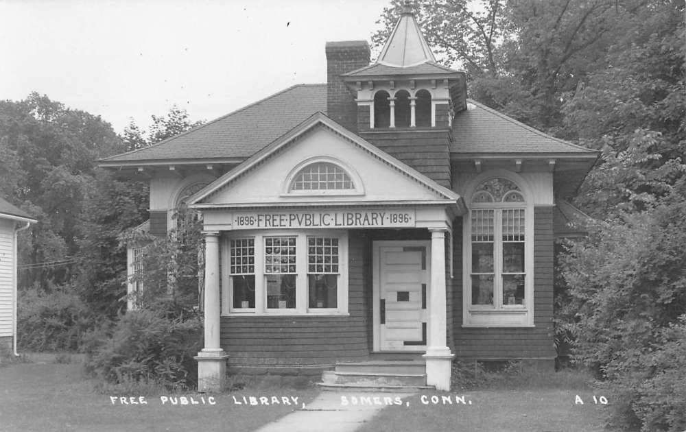 Somers Connecticut Free Public Library Real Photo Antique Postcard