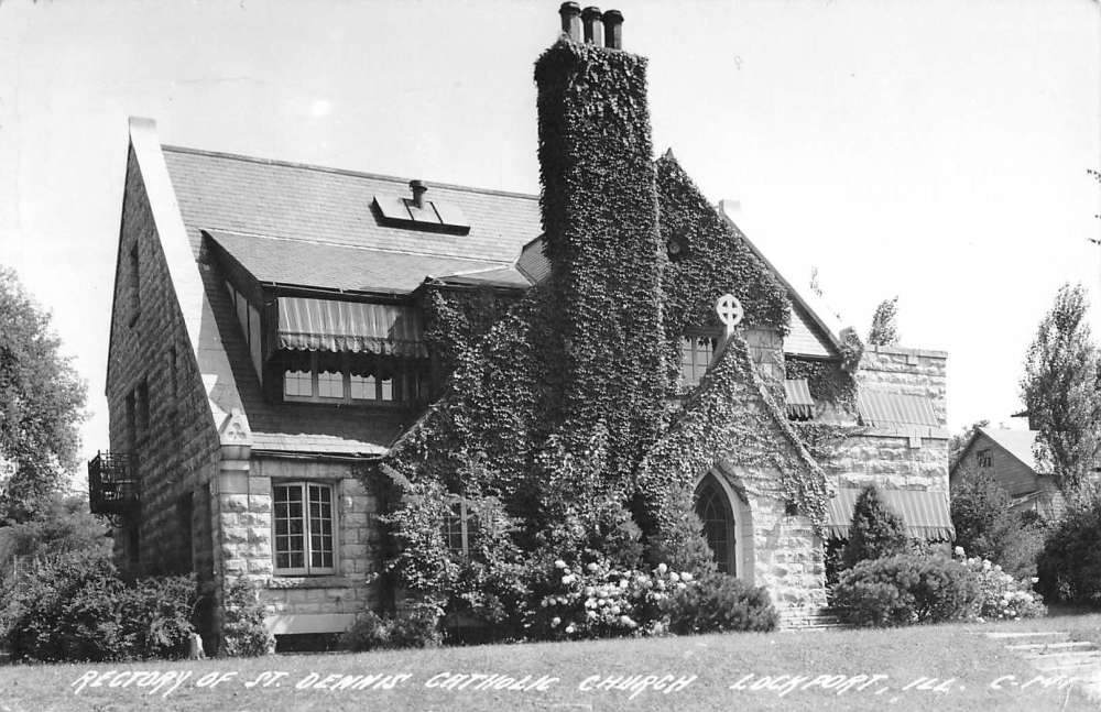 Lockport Illinois St Dennis Catholic Church Real Photo Antique Postcard K87903 Mary L. Martin