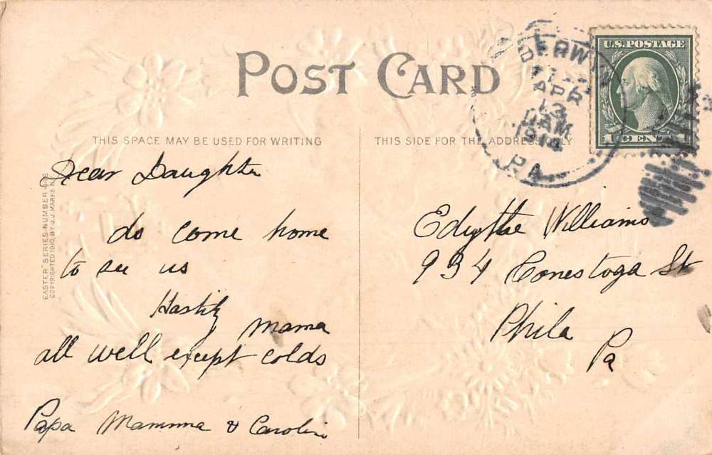 Easter Greetings Angel Faces Cherubs Antique Postcard J75608 - Image 2