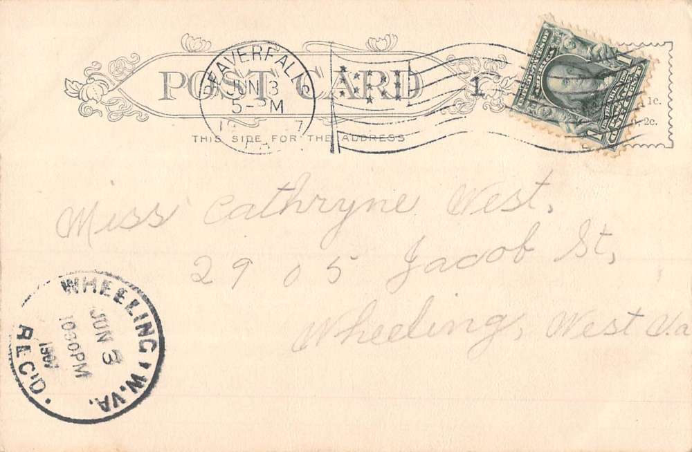 Beaver Falls Pennsylvania Carnegie Library Street View Antique Postcard K89031 - Image 2