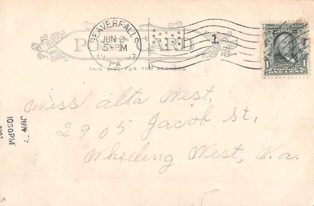 Beaver Falls Pennsylvania Post Office Street View Antique Postcard K89032 - Image 2
