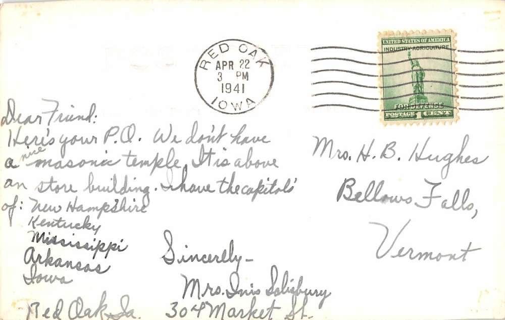 Red Oak Iowa Post Office Real Photo Antique Postcard K89106 - Image 2