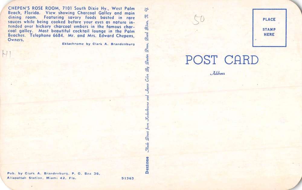 West Palm Beach Florida Chepens Rose Room Interior Vintage Postcard K89210 - Image 2