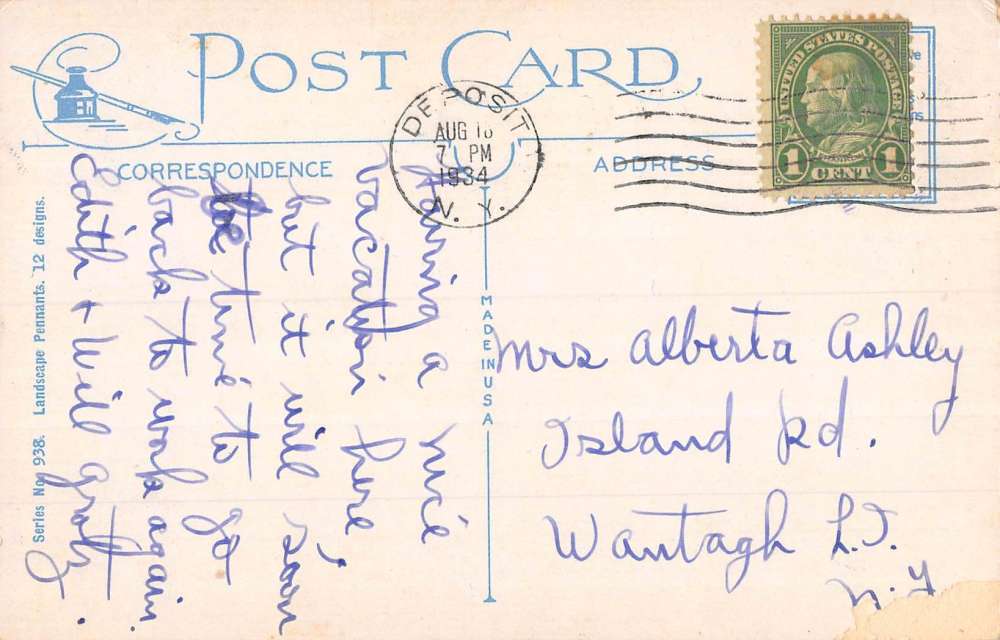 North Sanford New York Scenic Roadway Greeting Antique Postcard K89224 - Image 2