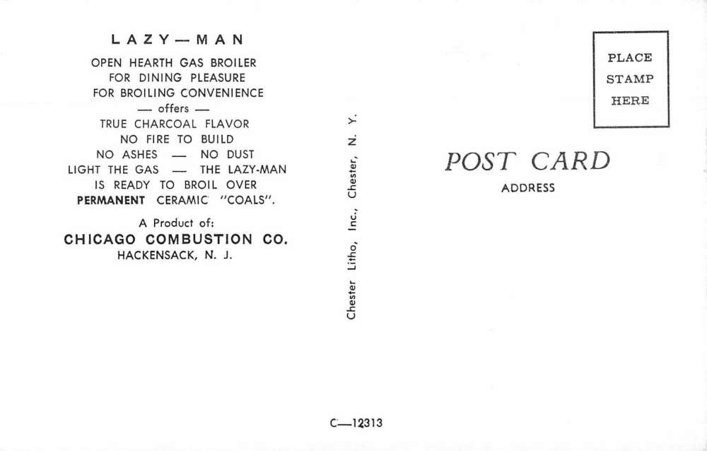 Hackensack New Jersey Chicago Combustion Co Fireplace Vintage Postcard J75848 - Image 2