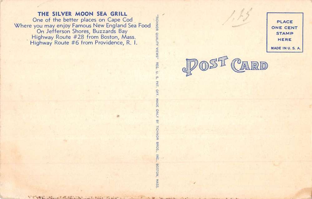 Buzzards Bay Massachusetts Silver Moon Sea Grill Antique Postcard K90152 - Image 2