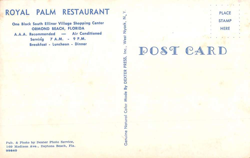 Ormond Beach Florida Royal Palm Restaurant Interior Vintage Postcard K90239 - Image 2