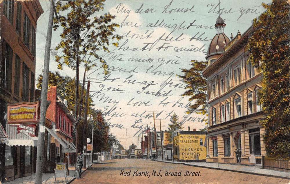 Red Bank New Jersey Broad Street Scene Historic Bldgs Antique Postcard