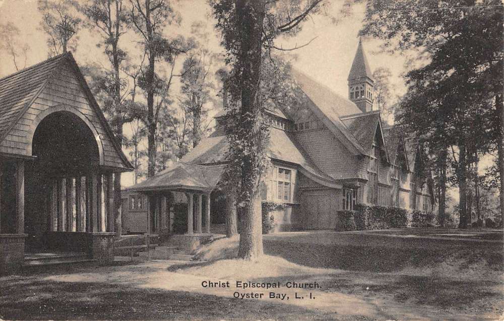 Oyster Bay New York Christ Episcopal Church Street View Antique