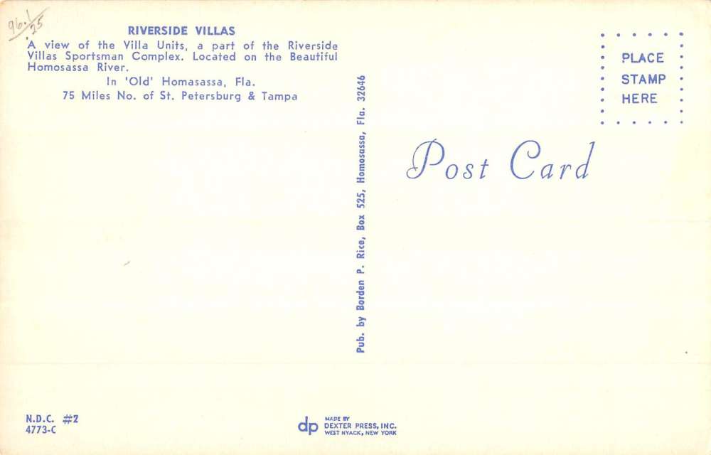 Homasassa Florida Riverside Villas Street View Vintage Postcard K92431 - Image 2